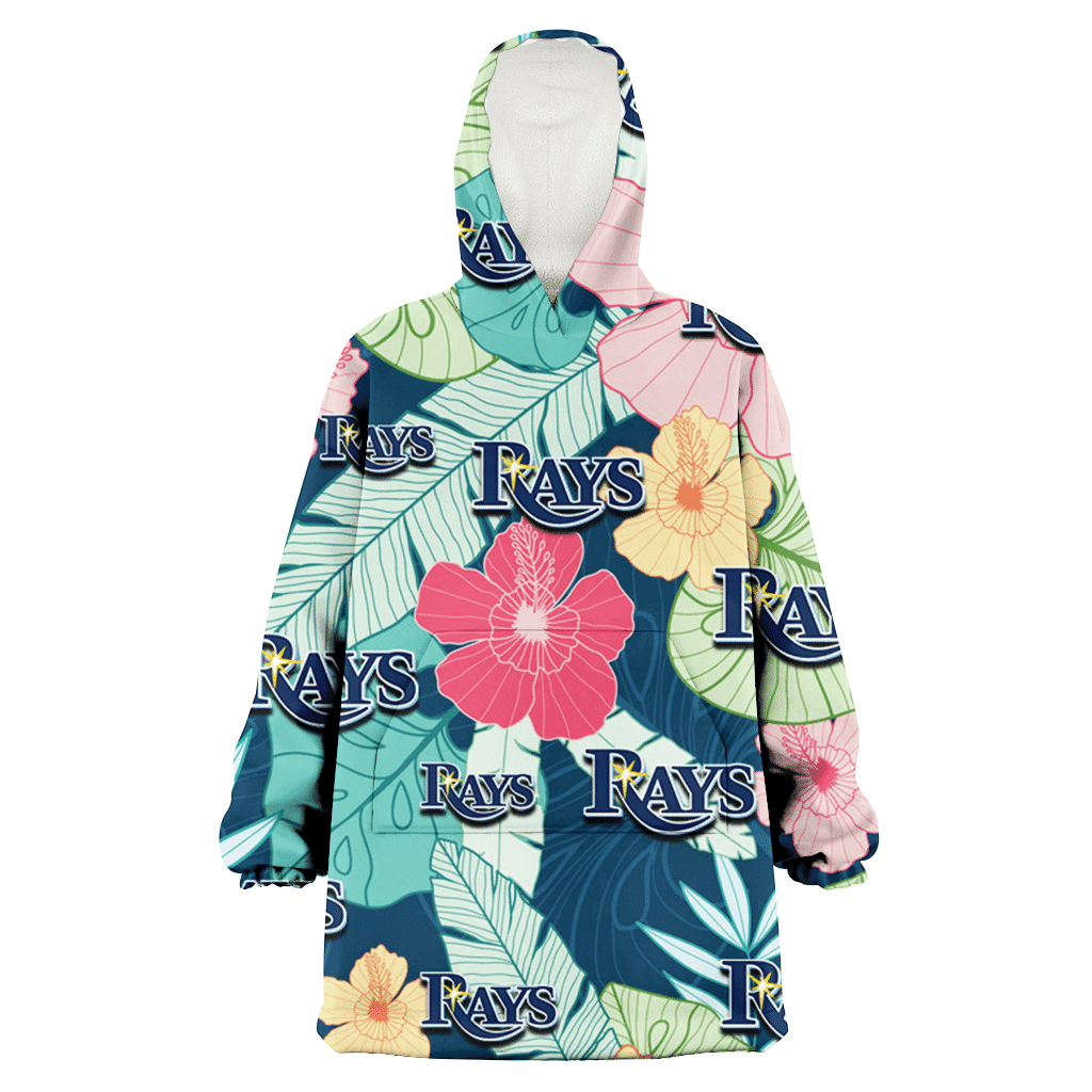 Tampa Bay Rays Colorful Sketch Hibiscus Dark Green Background 3D Printed Hoodie Blanket Snug Hoodie