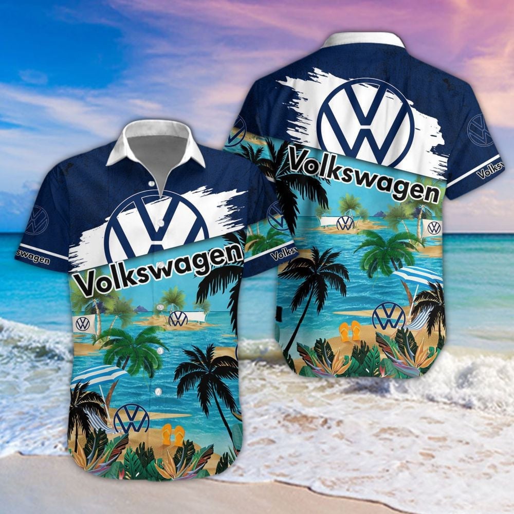 Volkswagen Car Beach Coastal Island Brand Logo 3D Hawaiian Shirt