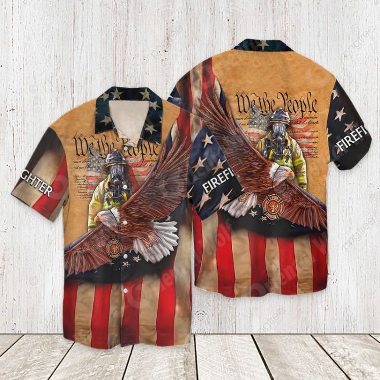 4Th Of July Independence Day Memorial Day Firefighter Hawaiian Shirt