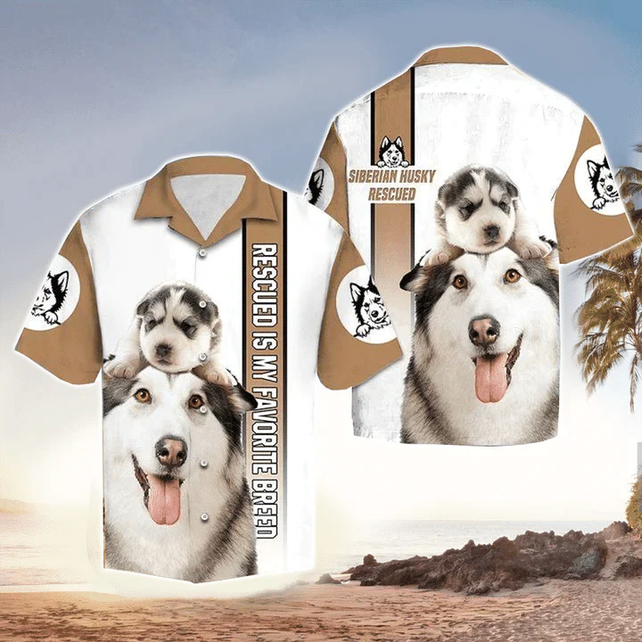 Siberian Husky Is My Favorite Breed Hawaiian Shirt, Flowers Aloha Shirt For Dog Lovers