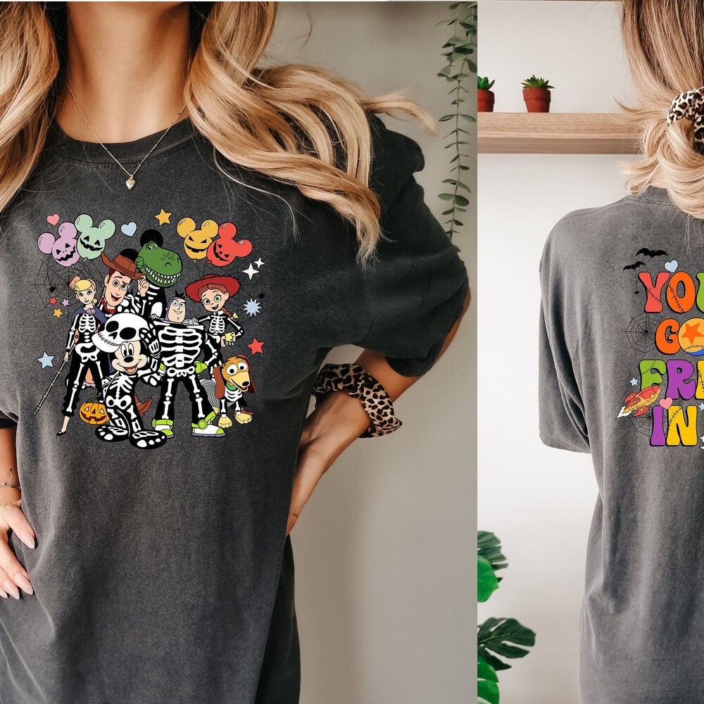 Disney Halloween Shirt, Toy story skeleton Halloween Sweatshirt, Halloween Shirt, Disney Mickey and Friends Characters Halloween Balloon Tee x Onlyshirt Mall