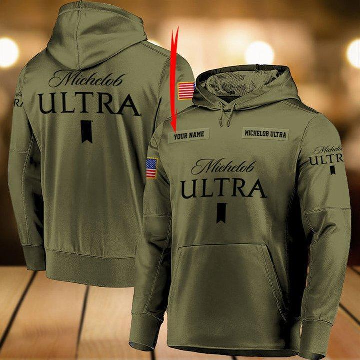 Personalized Military Green Michelob Ultra Hoodie & Zip Hoodie