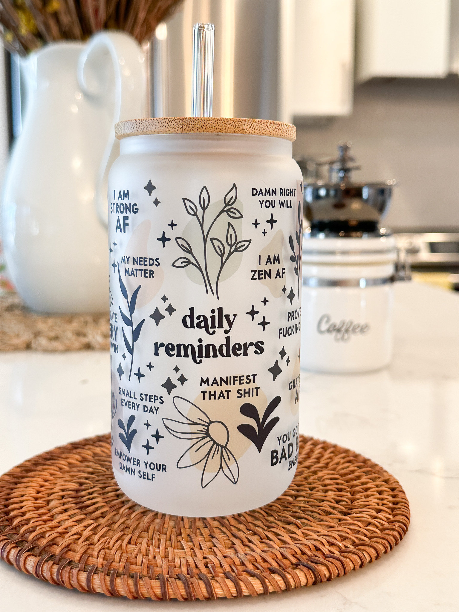 Daily Reminders Frosted Can Glass, P … fashionstation
