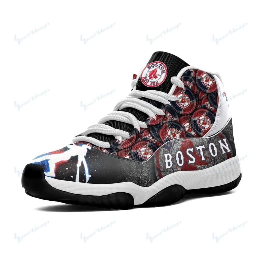 Boston Red Sox Team Logo Pattern MLB Air Jordan 11 Sneakers Shoes