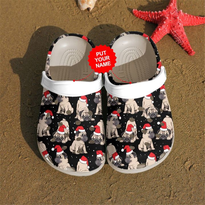 Dog Crocs - Pug Merry Christmas Custom Clog Shoes