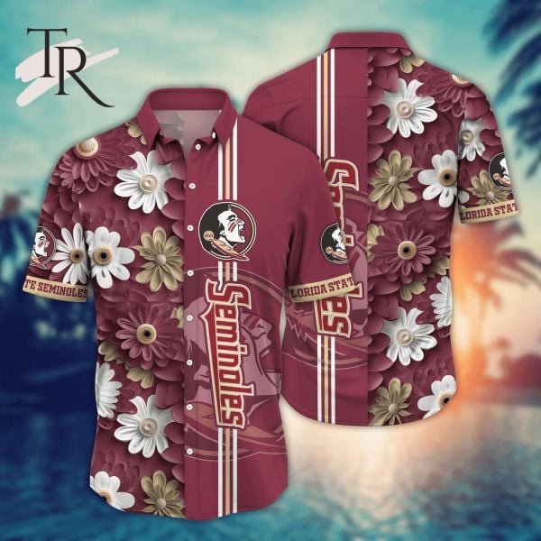 Florida State Seminoles Ncaa Half Flower Half Team Logo 3D Hawaiian Shirt