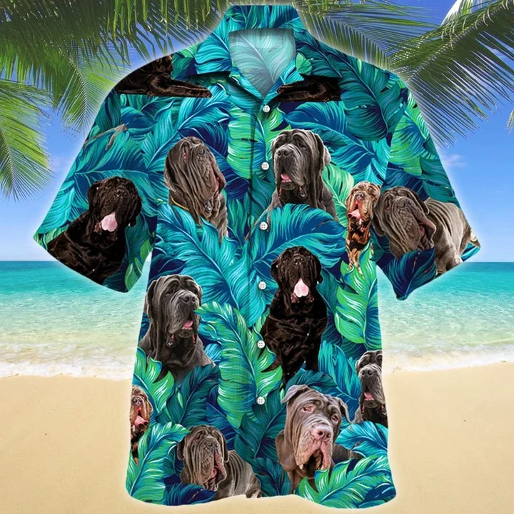 Happy Neapolitan Mastiff Dog Lovers Summer Beach Palm Tree Hawaiian Shirt, Summer Aloha Hawaii Shirt For Men Women