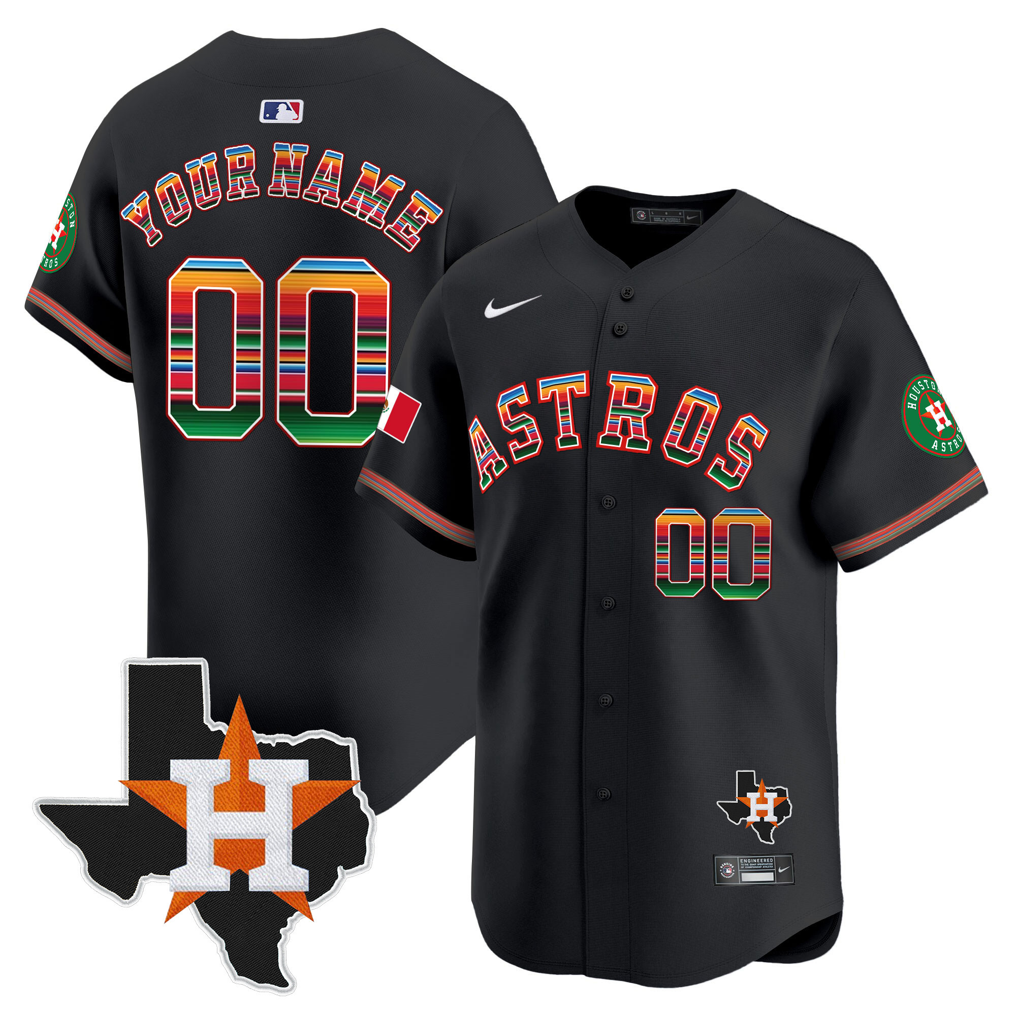 Astros Mexico Texas Patch Vapor Premier Limited Custom Jersey – All Stitched