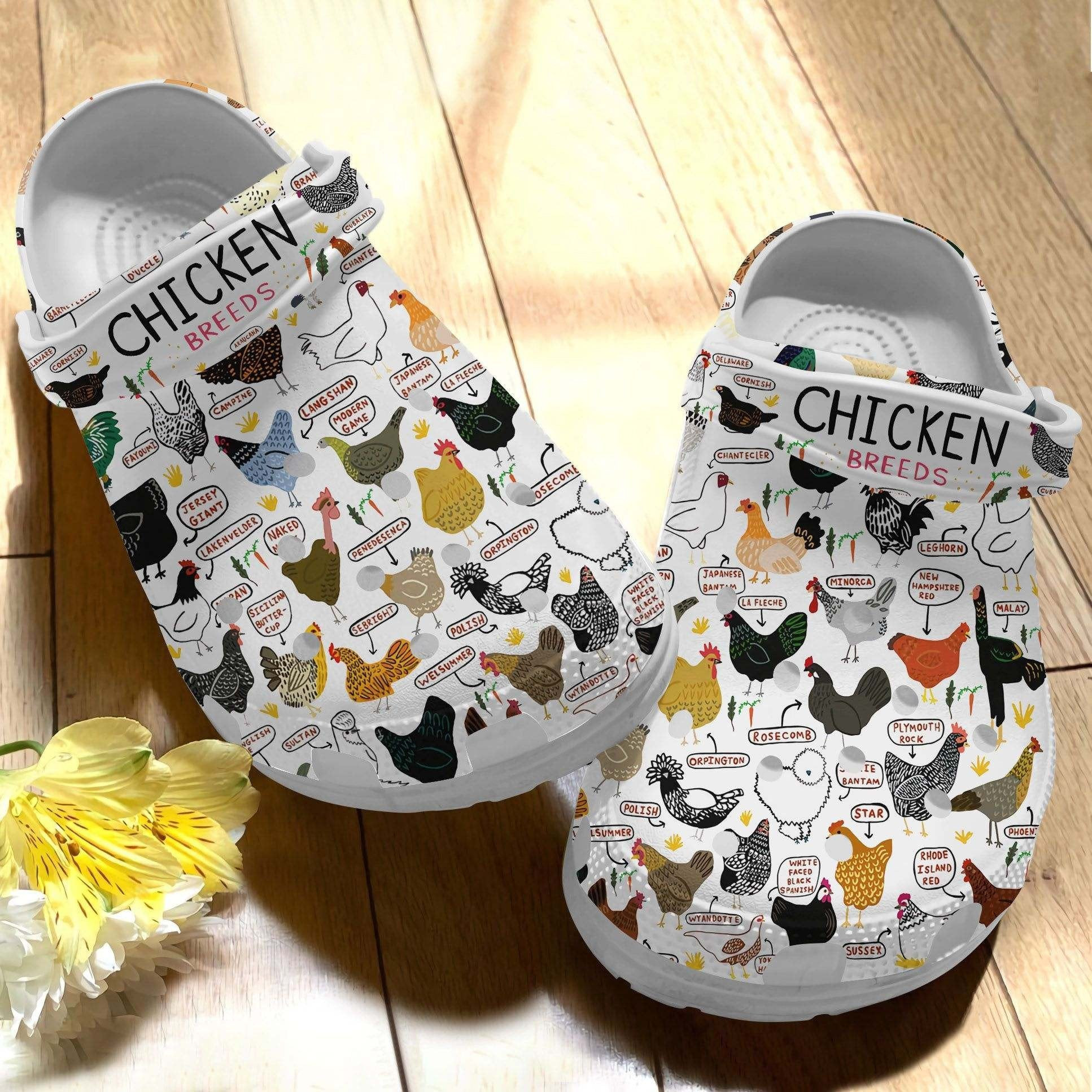 Personalized Clogs –  Chicken Breeds Croc Gift – Cartoon Chicken Shoes Crocbland Clog Gifts For Niece Daughter