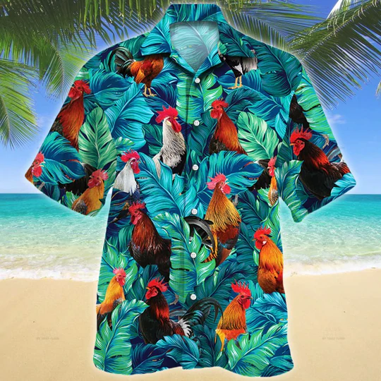 Rooster Lovers Gift Hawaiian Shirt, Rooster Aloha Shirt, Summer Short Sleeve Hawaiian Aloha Shirt For Men, Women