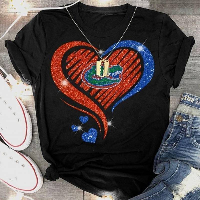 Florida Gators Glitter Heart Shape T Shirt