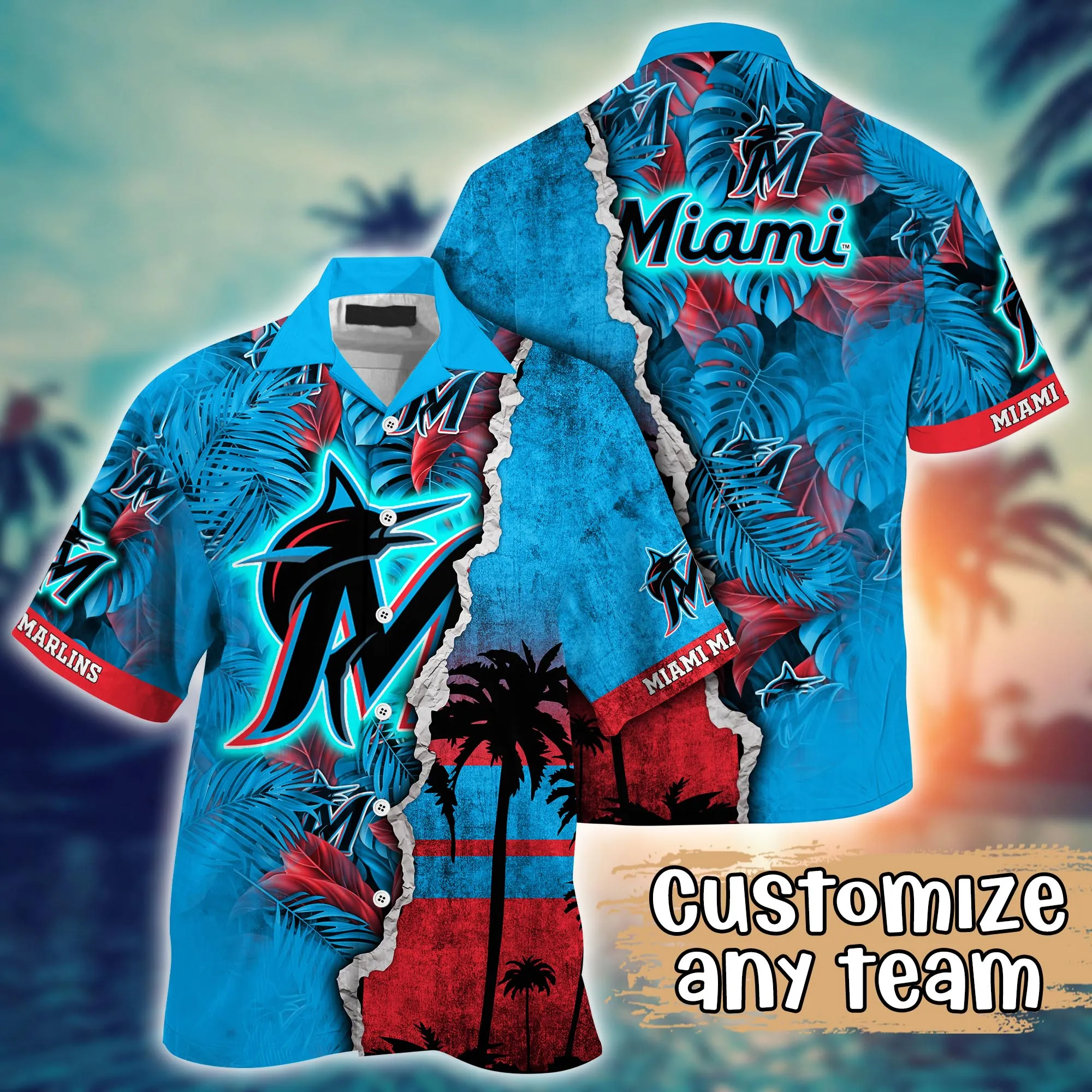 Miami Marlins Mlb Hawaiian Shirt Custom Shorts Aloha Shirt