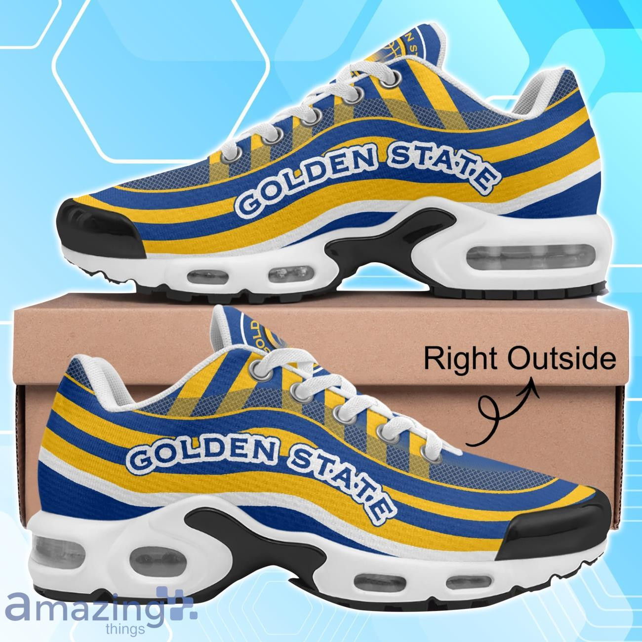 Golden State Warriors NBA Basketball Team Colors Waves TN Air Max Shoes Air Cushion Sneakers