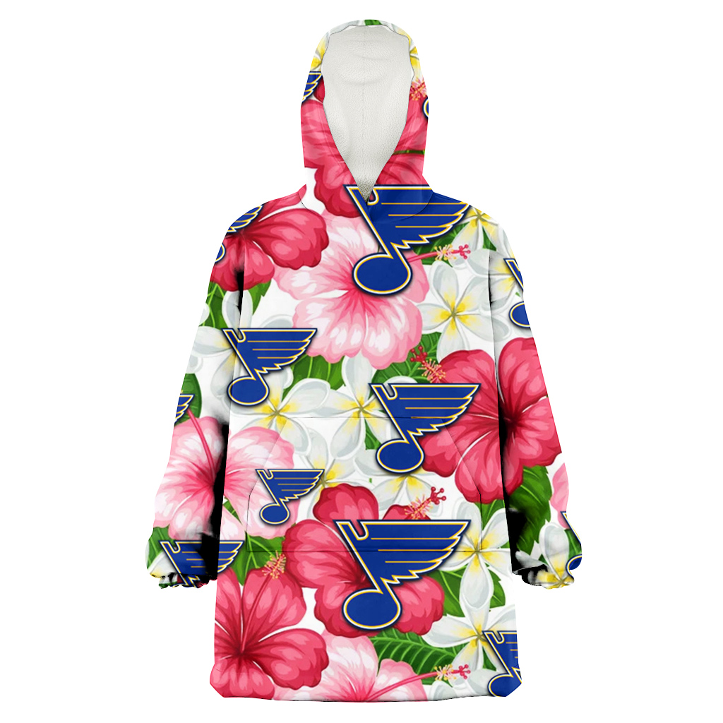 St. Louis Blues White Porcelain Flower Pink Hibiscus White Background 3D Printed Hoodie Blanket Snug Hoodie