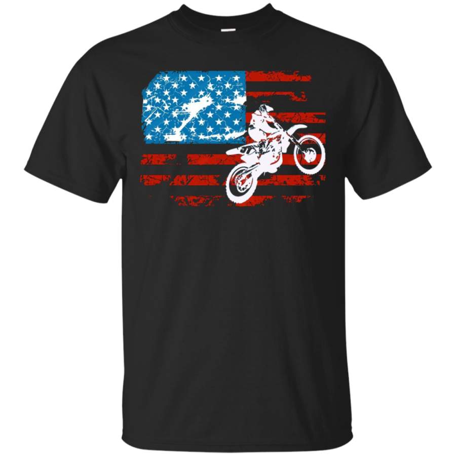 AGR Vintage Motocross American Flag Dirt Bike T-shirt