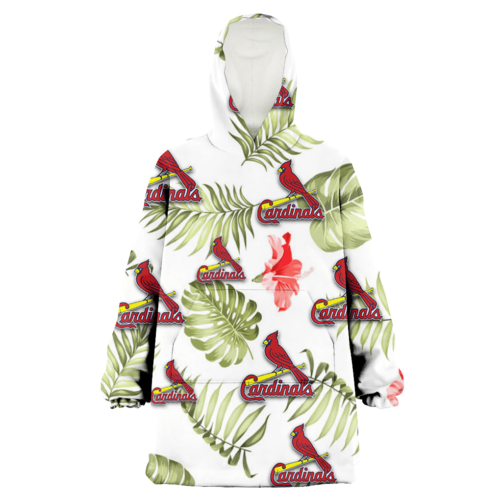 St. Louis Cardinals Light Salmon Hibiscus Green Leaf White Background 3D Printed Hoodie Blanket Snug Hoodie