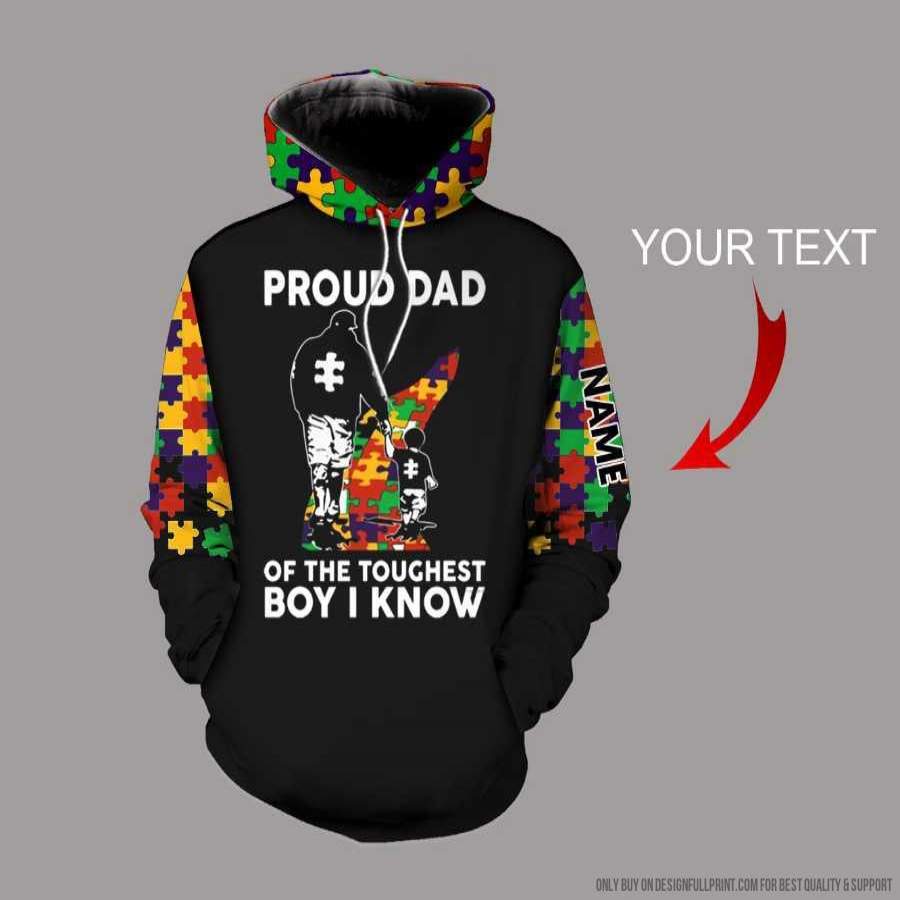Personalized Autism Proud Dad Of The Toughest Boy I Know US Unisex Hoodie New Hoodies