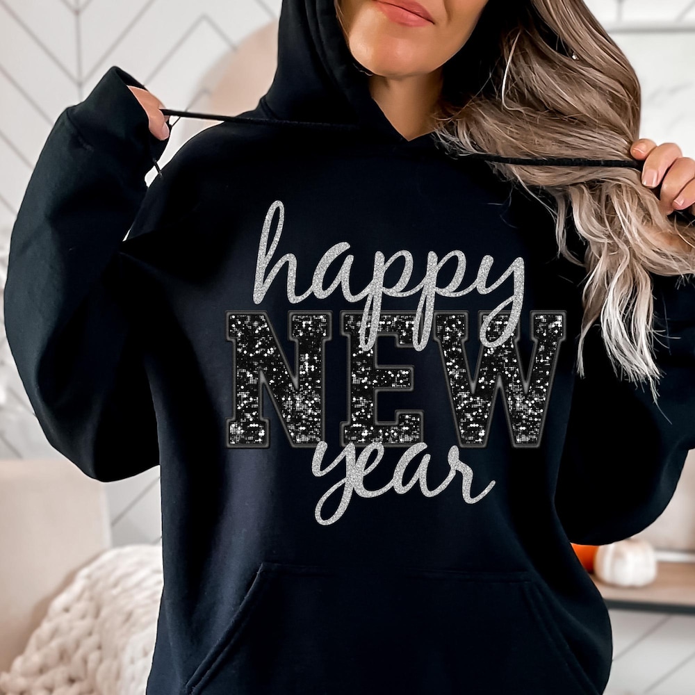 Happy New Year Png | Holidays, New Year, Sequins, Glitter | Instant Sublimation Download | Digital Shirt Design Snazzyshirtco Realtorgift