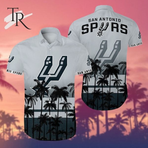 Nba San Antonio Spurs Tropical Palm Trees Pattern Team Logo 3D Hawaiian Shirt