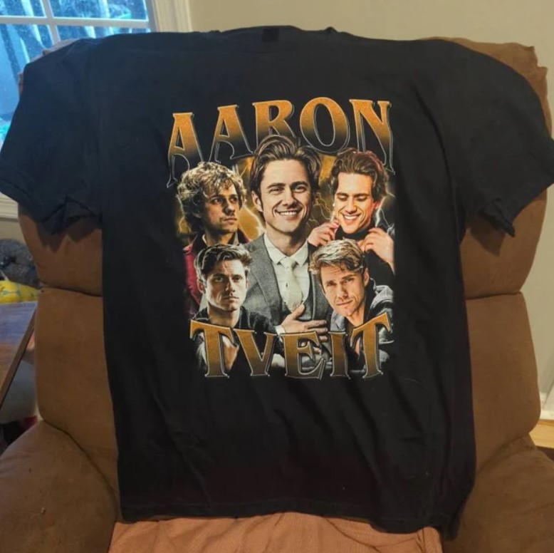 Aaron Tveit Bootleg Design Tee Shirt Outfit