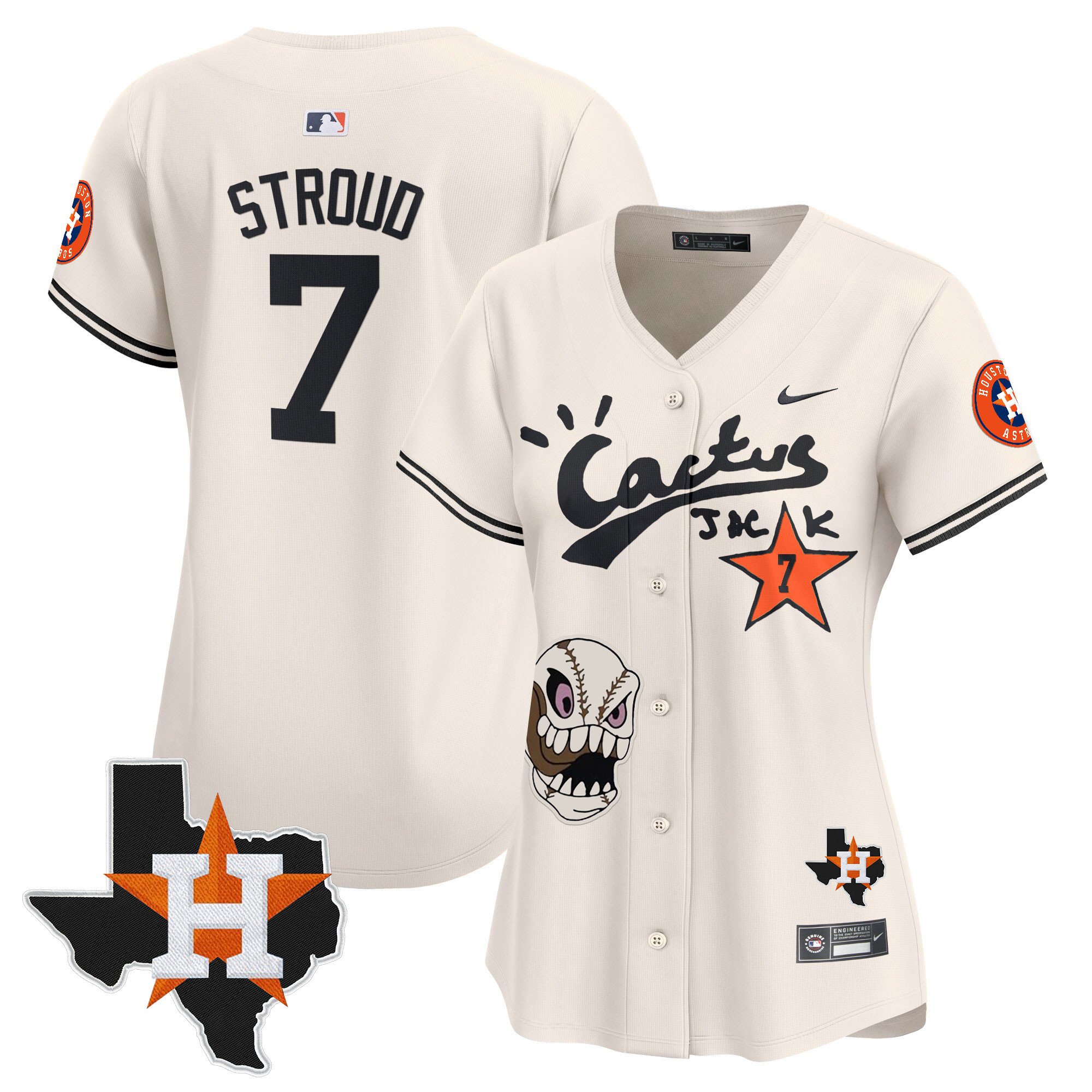 Women’S Houston Astros Cactus Jack Patch Vapor Premier Limited Jersey – All Stitched