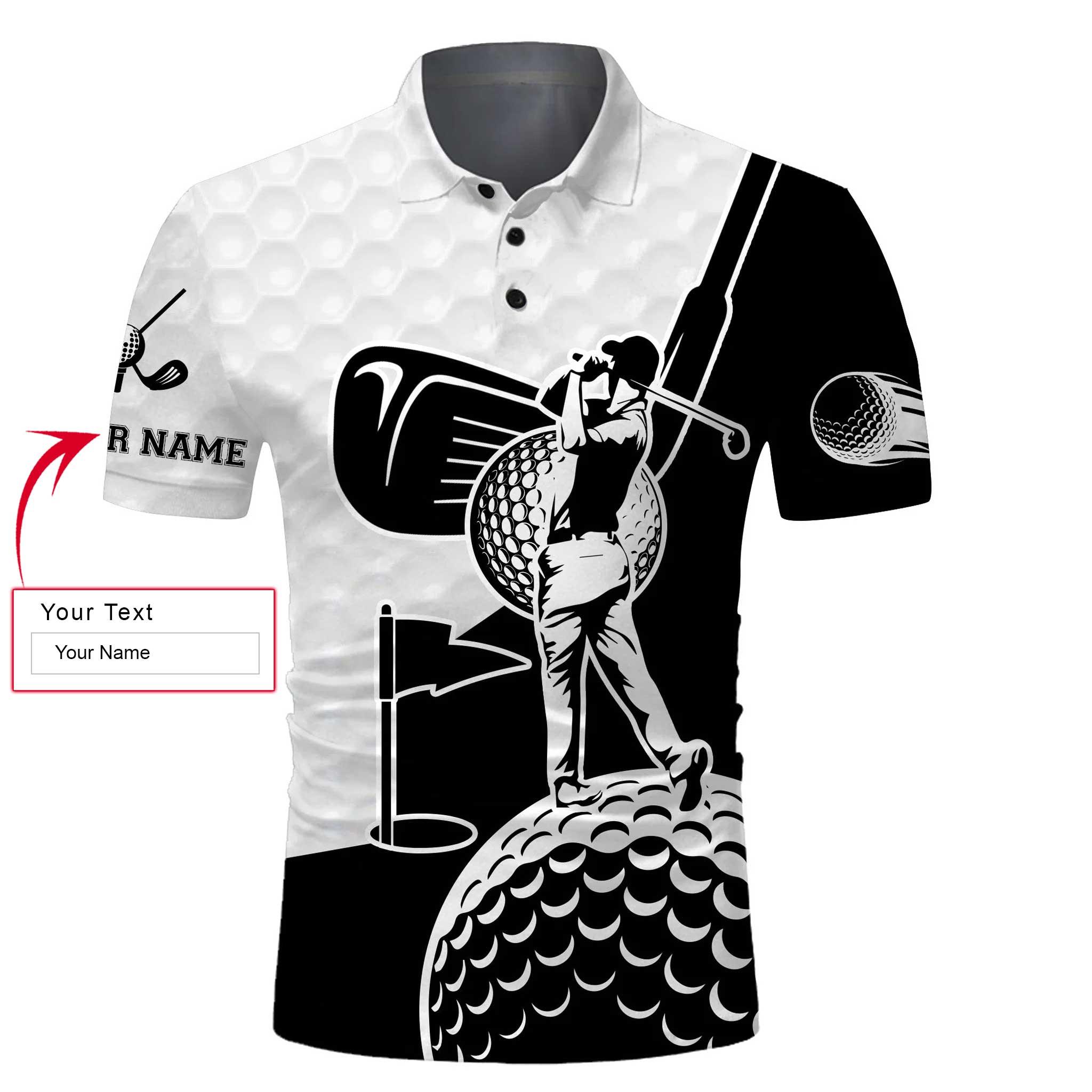 Golf Custom Name Men Polo Shirt - Golf Clubs Golf Ball Apparel Men Polo Shirt - Personalized Gift For Golf Lover, Golfer Polo Shirts Printfushion