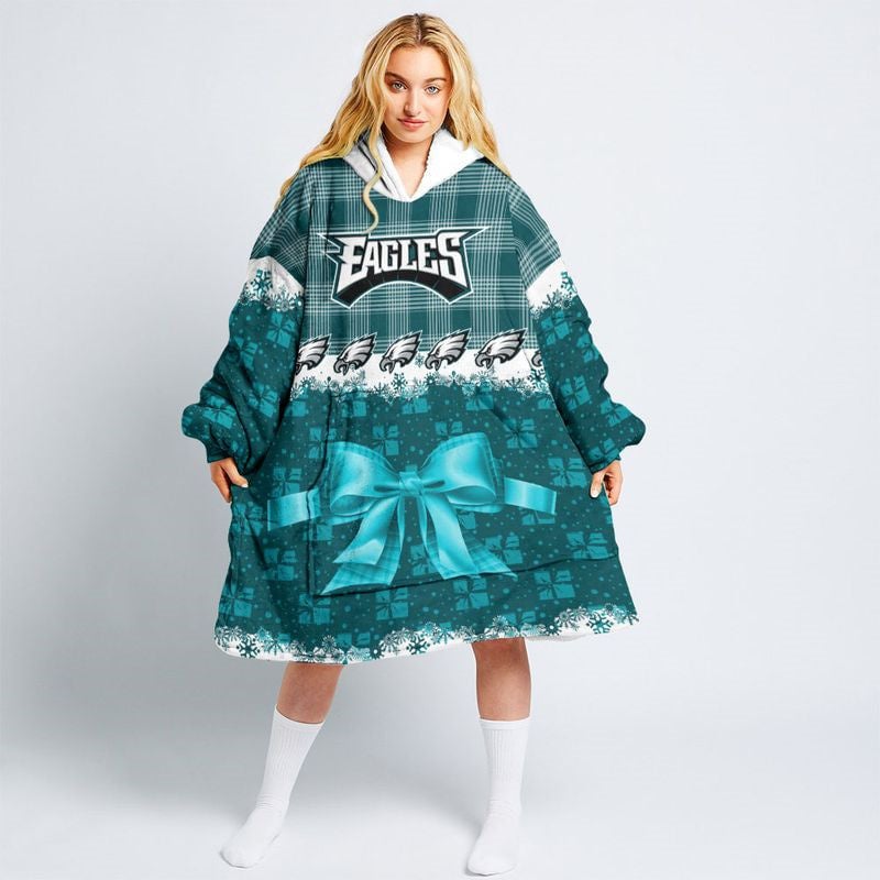 Philadelphia Eagles NFL Winter Gifts Snow Pattern 3D Printed Hoodie Blanket Snug Hoodie