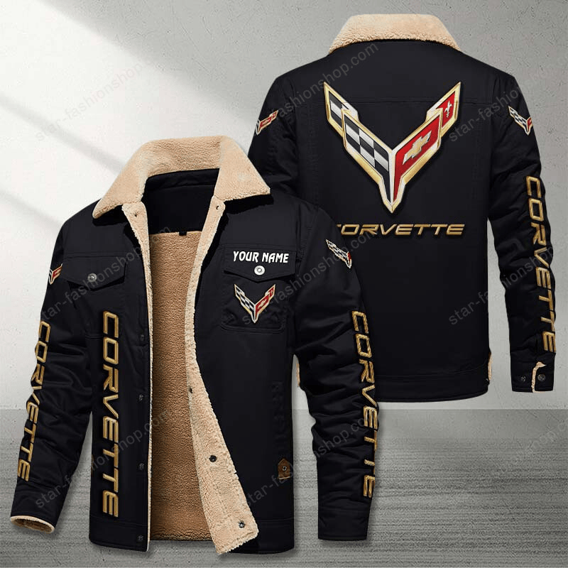 Chevrolet Corvette Black Custom Name Stand Collar Jacket