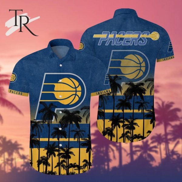 Nba Indiana Pacers Tropical Palm Trees Pattern Team Logo 3D Hawaiian Shirt