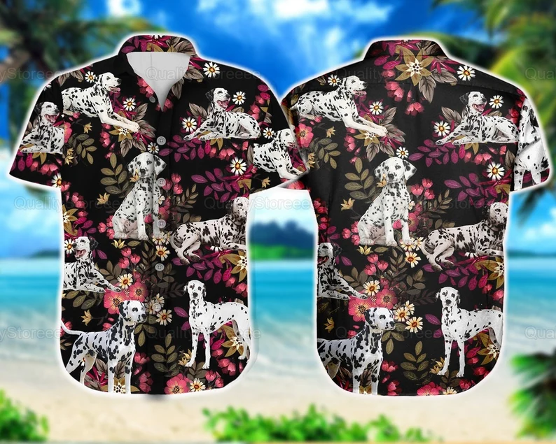 Dalmatian Hawaiian Shirt, Dalmatian Vintage Shirt, Dalmatian Dog Shirt, Dalmatian Hawaii Shirt