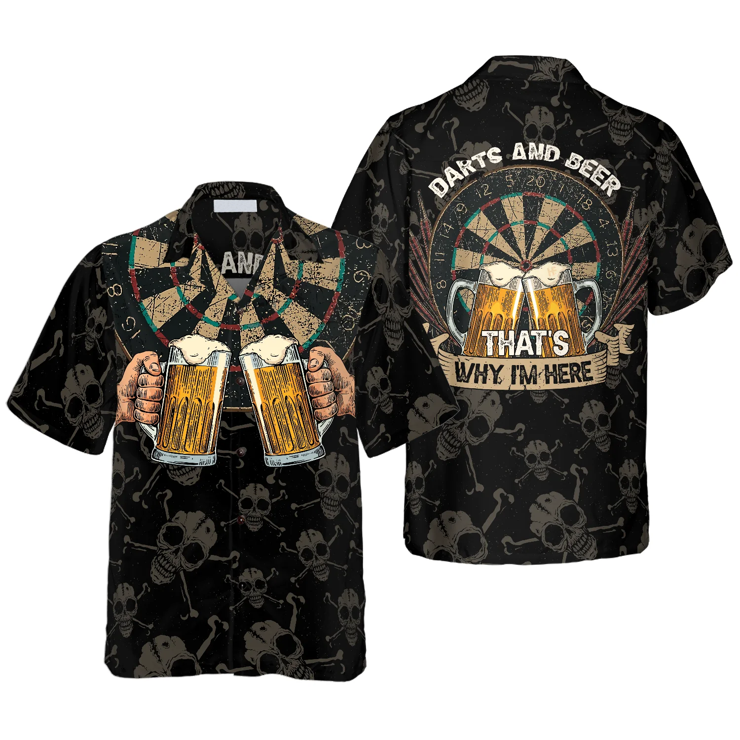 Darts And Beer That’S Why I’M Here Aloha Hawaiian Shirt For Summer, Colorful Shirt For Men Women, Perfect Gift For Friend, Team, Darts Beer Lovers