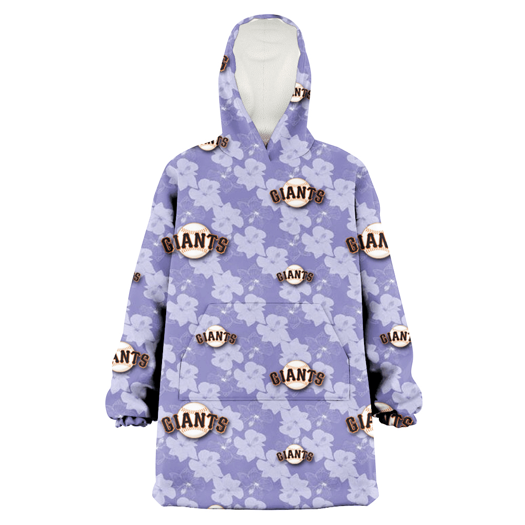 San Francisco Giants Light Purple Hibiscus Pattern Stripe Powder Purple 3D Printed Hoodie Blanket Snug Hoodie