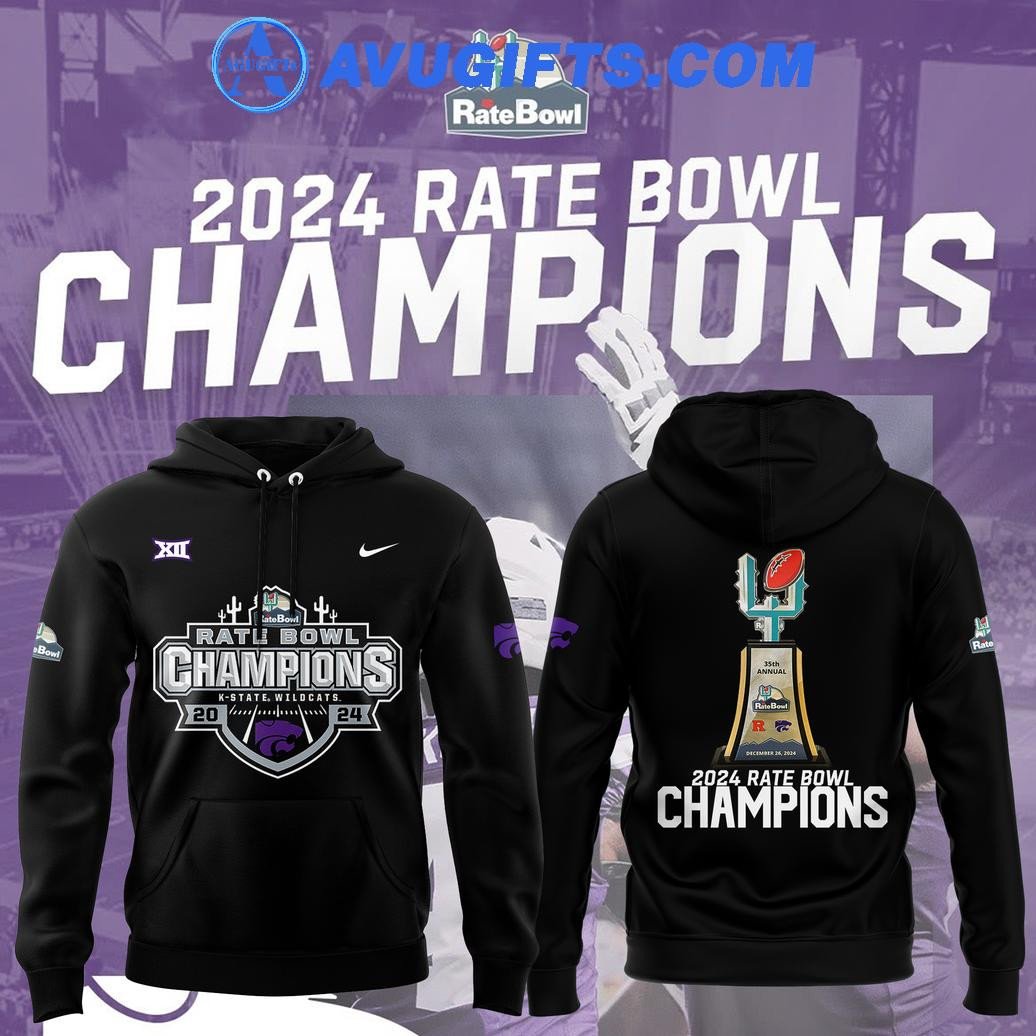 Kansas State Wildcats 2024 Rate Bowl Champions Limited For Fans Hoodie – Zip Hoodie 3D Aop Shirt