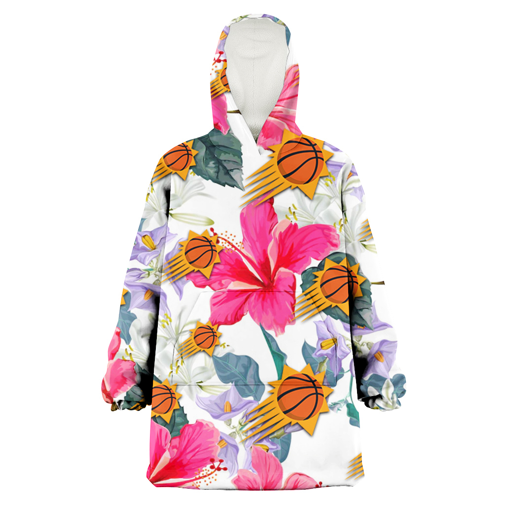 Phoenix Suns Pink Hibiscus White Orchid White Background 3D Printed Hoodie Blanket Snug Hoodie