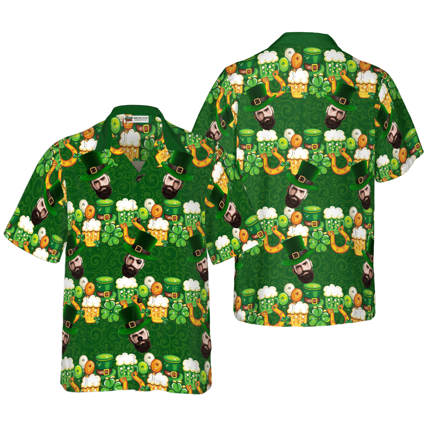Saint Patrick’S Day Personalized Beard Face Custom Hawaiian Shirt