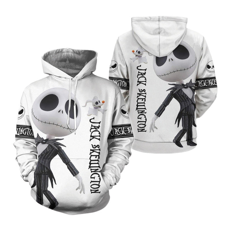 Jack Skellington Zero Black And White Hoodie