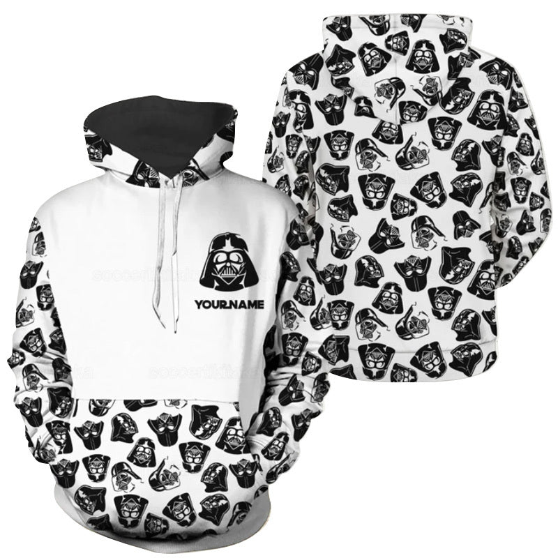 Personalized Darth Vader Black White Hoodie