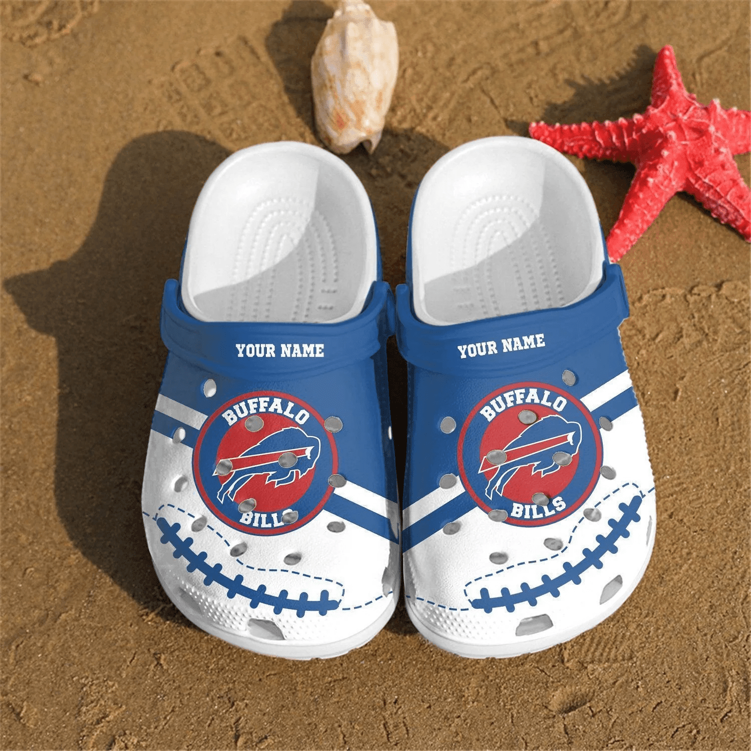 Buffalo Bills For Crocss Clog Comfortable Water Shoes In Blue White Ver147