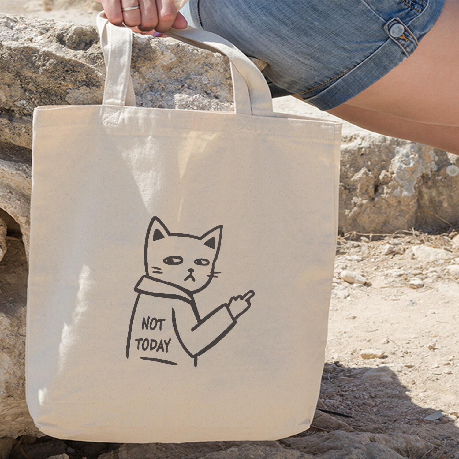 Funny Cat Tote Bag, Not Today Cat Tote Bag, Reusable Tote Bag, Cat Design Tote Bag, Shopping Bag, , Funny Tote Bag