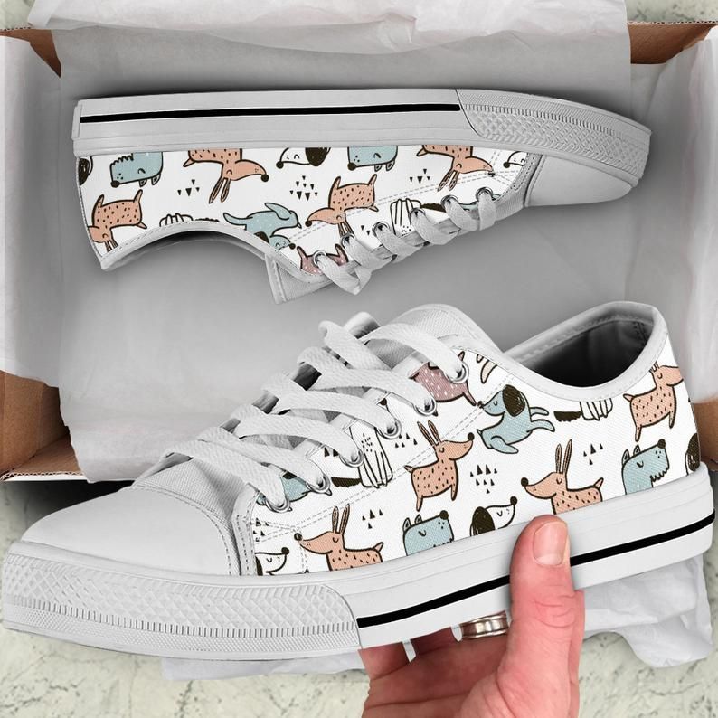 Handrawing Cute Dog, Cartoon Dog Pattern Low Top Shoes, Unisex Sneakers, Men And Women Low Top Sneakers Limited Edition Moderndaydecors Fashion
