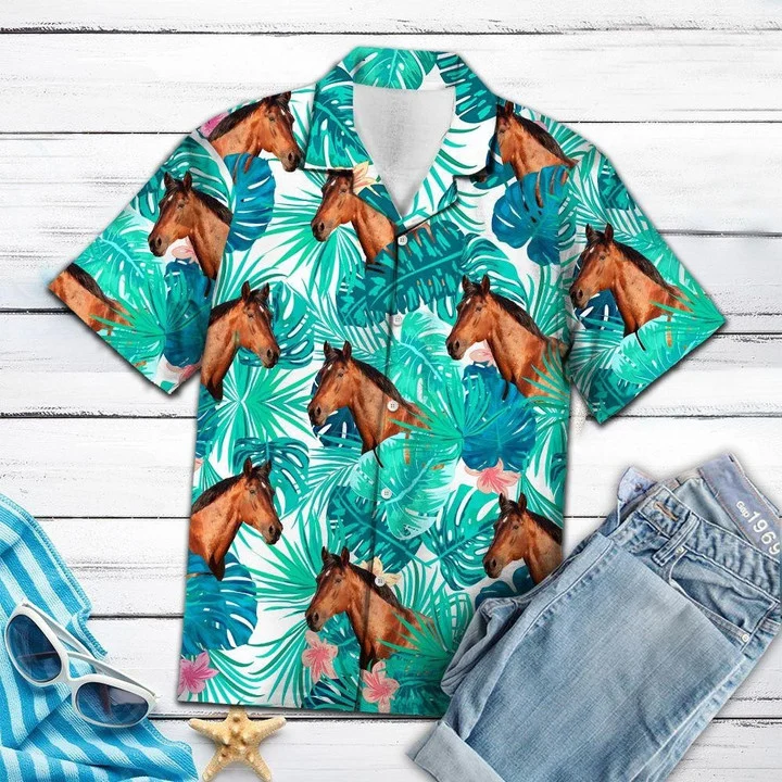 Head Of Horse Tropical Forest Hawaiian Shirt For Men, Women