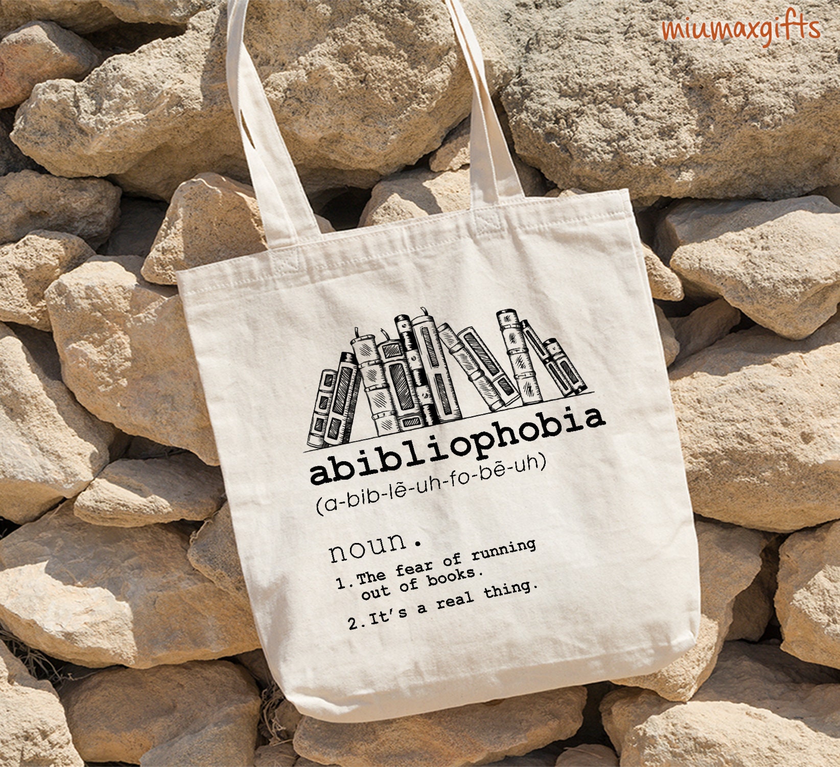 Abibliophobia Tote Bag, Bookworm Tote Bag, Book Lover Tote Bag, Tote Bag For Reading Lover, Gift For Book Lover, Gift For Bookworm