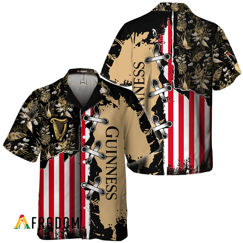 Vintage Tropical Flower Guinness Hawaiian Shirt