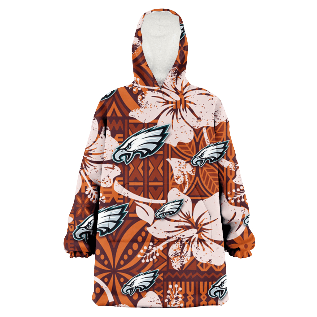 Philadelphia Eagles Bisque Hibiscus Brown Pattern 3D Printed Hoodie Blanket Snug Hoodie