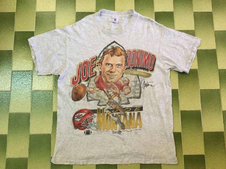 Vintage 90S 1994 Joe Montana Caricature Kansas City Chiefs T Shirt