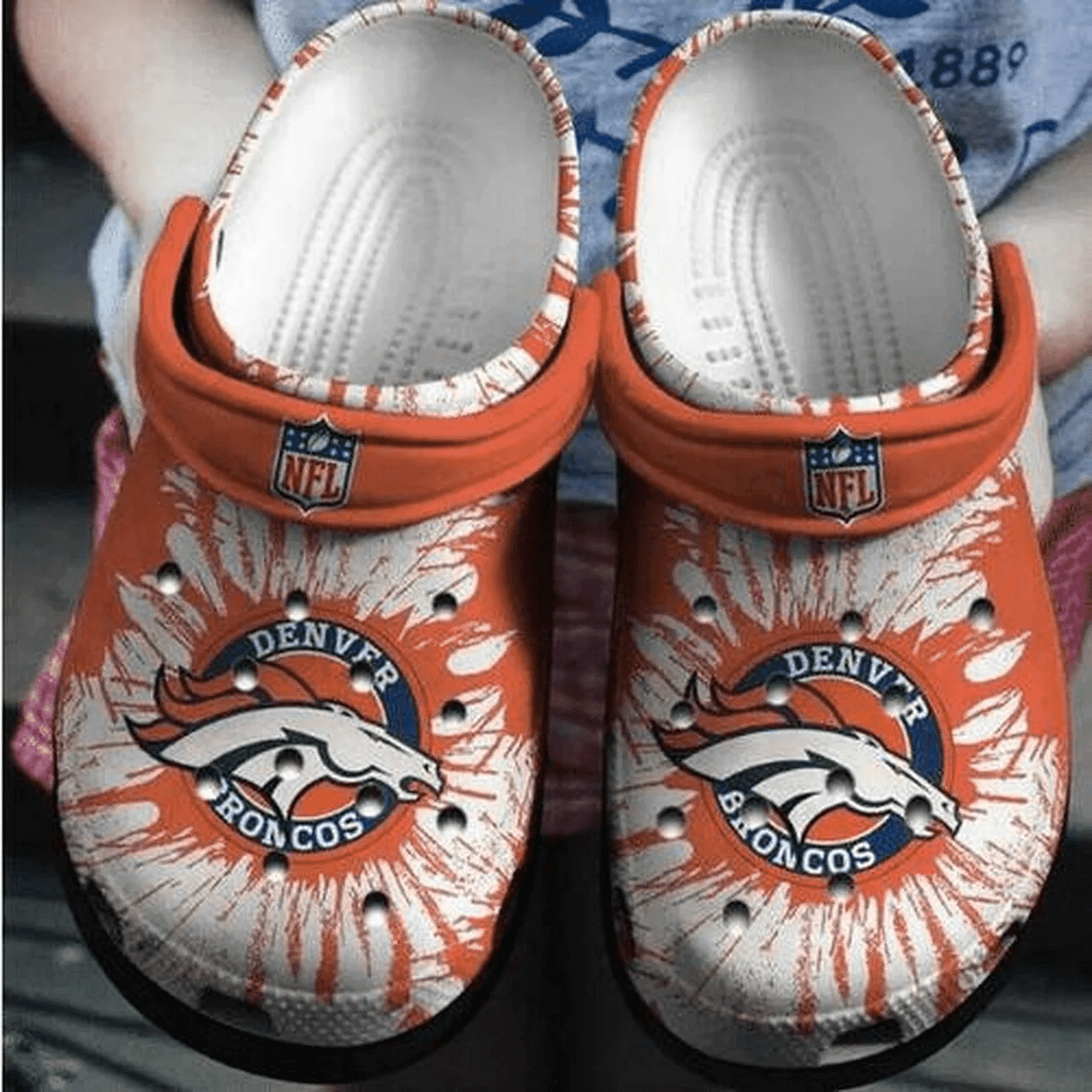 Denver Broncos Crocss Clog Comfortable Water Shoes In Orange Ver554