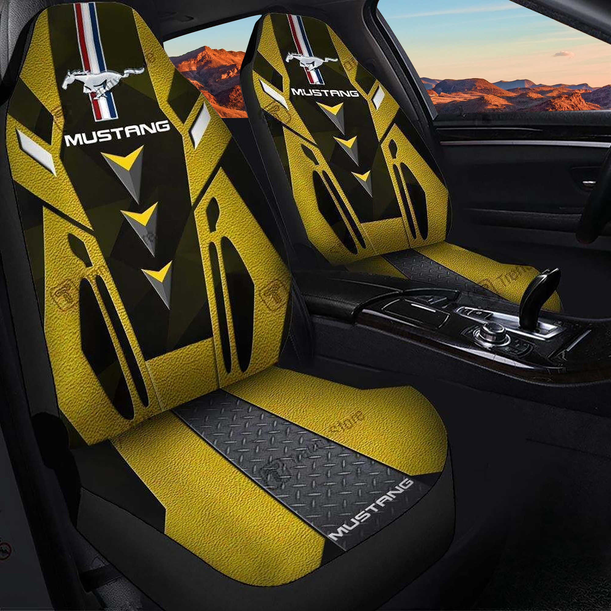 Ford Mustang Logo Car Seat Cover (Yellow) CSC4969