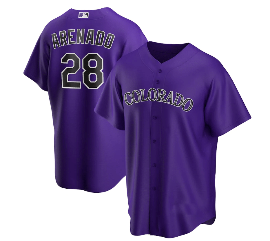 Nolan Arenado Colorado Rockies 28 Purple All Over Print Baseball Jersey For Fans