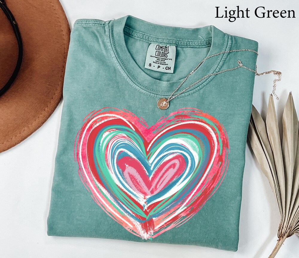 Comfort Colors® Valentines Day Heart Shirt, Brushstroke Heart Shirt, Valentine'S Day Shirt, Coquette Valentine Shirt, Womens Love Shirt Snazzyshirtco Prowallart