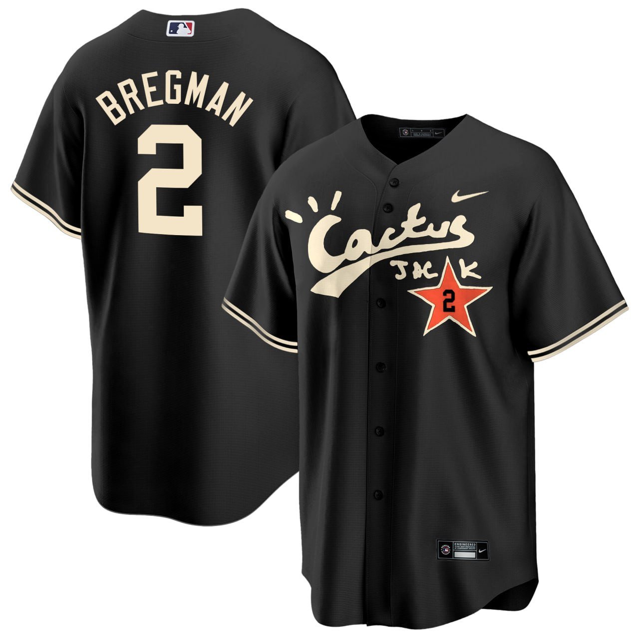 Alex Bregman Houston Astros Cactus Jack Black Jersey – All Stitched